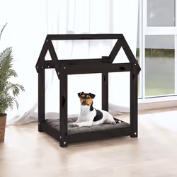 vidaXL Solid Wood Pine Dog Bed Wooden Pet Sofa Dog Couch Multi Colours/Sizes - black, 61 x 50 x 70 cm