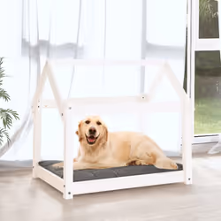 vidaXL Solid Wood Pine Dog Bed Wooden Pet Sofa Dog Couch Multi Colours/Sizes - white, 81 x 60 x 70 cm