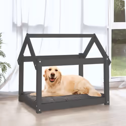 vidaXL Solid Wood Pine Dog Bed Wooden Pet Sofa Dog Couch Multi Colours/Sizes - grey, 81 x 60 x 70 cm - Additional view 2