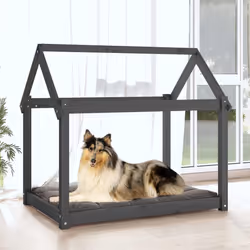 vidaXL Solid Wood Pine Dog Bed Wooden Pet Sofa Dog Couch Multi Colours/Sizes - grey, 101 x 70 x 90 cm