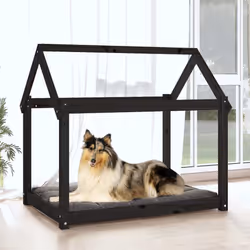 vidaXL Solid Wood Pine Dog Bed Wooden Pet Sofa Dog Couch Multi Colours/Sizes - black, 101 x 70 x 90 cm - Additional view 2