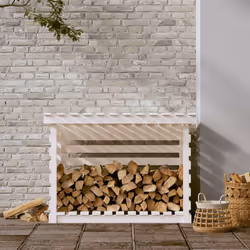 vidaXL Solid Wood Pine Firewood Rack Log Shed Multi Colours 108x73x108/79 cm - White, 108 x 73 x 79 cm - Additional view 2