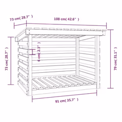 vidaXL Solid Wood Pine Firewood Rack Log Shed Multi Colours 108x73x108/79 cm - White, 108 x 73 x 79 cm - Additional view 7