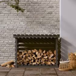 vidaXL Solid Wood Pine Firewood Rack Log Shed Multi Colours 108x73x108/79 cm - Grey, 108 x 73 x 79 cm - Additional view 2