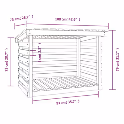 vidaXL Solid Wood Pine Firewood Rack Log Shed Multi Colours 108x73x108/79 cm - Grey, 108 x 73 x 79 cm - Additional view 7