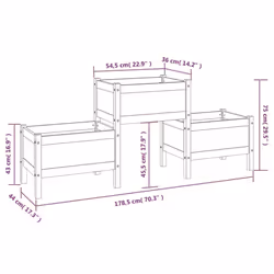 vidaXL Solid Wood Pine Planter Multi Colours 178.5x44x75 cm/245.5x44x75 cm - Black, 178.5 x 44 x 75 cm - Additional view 7