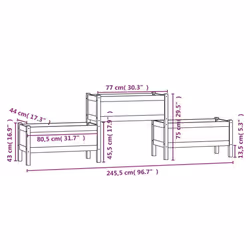 vidaXL Solid Wood Pine Planter Multi Colours 178.5x44x75 cm/245.5x44x75 cm - Grey, 245.5 x 44 x 75 cm - Additional view 6