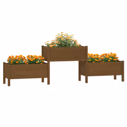 vidaXL Solid Wood Pine Planter Multi Colours 178.5x44x75 cm/245.5x44x75 cm - Honey brown, 245.5 x 44 x 75 cm