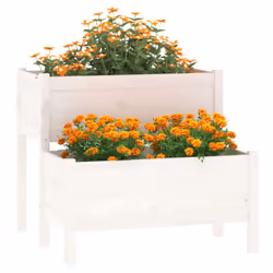 vidaXL Solid Wood Pine Planter Raised Bed Multi Colours 110/84.5x84x75 cm - White, 84.5 x 84 x 75 cm - Additional view 2