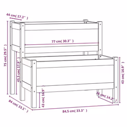 vidaXL Solid Wood Pine Planter Raised Bed Multi Colours 110/84.5x84x75 cm - White, 84.5 x 84 x 75 cm - Additional view 3