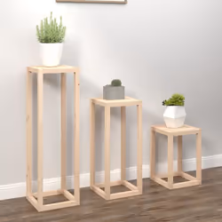 vidaXL Plant Stand Set 3 Piece Garden Holder Flower Stand Solid Wood Pine - Brown