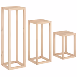 vidaXL Plant Stand Set 3 Piece Garden Holder Flower Stand Solid Wood Pine - Brown - Additional view 4