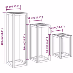 vidaXL Plant Stand Set 3 Piece Garden Holder Flower Stand Solid Wood Pine - White - Additional view 3