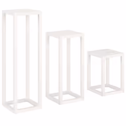 vidaXL Plant Stand Set 3 Piece Garden Holder Flower Stand Solid Wood Pine - White - Additional view 4