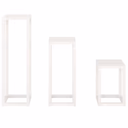 vidaXL Plant Stand Set 3 Piece Garden Holder Flower Stand Solid Wood Pine - White - Additional view 5