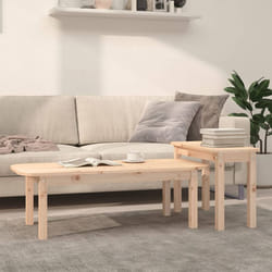 vidaXL Solid Wood Pine Coffee Table Set 2 Piece Side End Table Multi Colours - brown