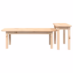 vidaXL Solid Wood Pine Coffee Table Set 2 Piece Side End Table Multi Colours - brown - Additional view 4