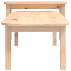 vidaXL Solid Wood Pine Coffee Table Set 2 Piece Side End Table Multi Colours - brown - Additional view 5