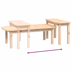 vidaXL Solid Wood Pine Coffee Table Set 2 Piece Side End Table Multi Colours - brown - Additional view 6