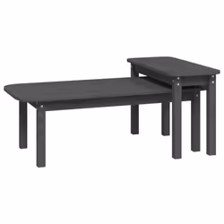 vidaXL Solid Wood Pine Coffee Table Set 2 Piece Side End Table Multi Colours - grey