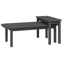 vidaXL Solid Wood Pine Coffee Table Set 2 Piece Side End Table Multi Colours - grey