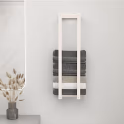 vidaXL Solid Wood Pine Towel Rack Wall-mounted Towel Hanger Holder Rack Shelf - White, 23 x 18 x 90 cm