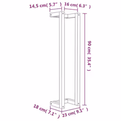 vidaXL Solid Wood Pine Towel Rack Wall-mounted Towel Hanger Holder Rack Shelf - White, 23 x 18 x 90 cm - Additional view 7