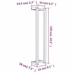 vidaXL Solid Wood Pine Towel Rack Wall-mounted Towel Hanger Holder Rack Shelf - Brown, 23 x 18 x 110 cm - Additional view 7