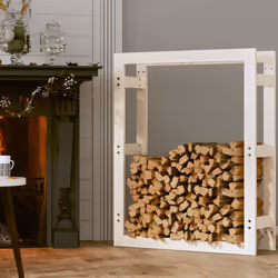 vidaXL Solid Wood Pine Firewood Rack Shed Log Holder Multi Colours Multi Sizes - White, 80 x 25 x 100 cm