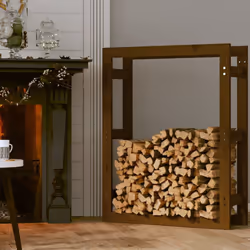 vidaXL Solid Wood Pine Firewood Rack Shed Log Holder Multi Colours Multi Sizes - Honey brown, 80 x 25 x 100 cm - Additional view 2
