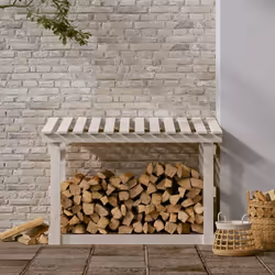 vidaXL Solid Wood Pine Firewood Rack Log Stand Multi Colours 108x64.5x109/77cm - White, 108 x 64.5 x 77 cm - Additional view 2
