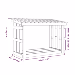 vidaXL Solid Wood Pine Firewood Rack Log Stand Multi Colours 108x64.5x109/77cm - White, 108 x 64.5 x 77 cm - Additional view 7