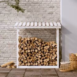vidaXL Solid Wood Pine Firewood Rack Multi Colours 108x64.5x110/108x64.5x78 cm - White, 108 x 64.5 x 110 cm - Additional view 2