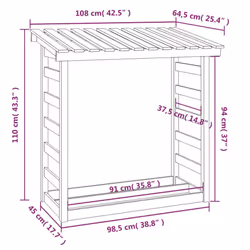 vidaXL Solid Wood Pine Firewood Rack Multi Colours 108x64.5x110/108x64.5x78 cm - White, 108 x 64.5 x 110 cm - Additional view 7