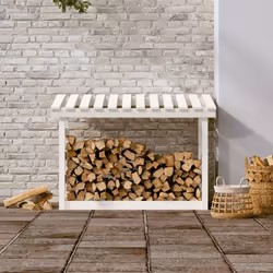 vidaXL Solid Wood Pine Firewood Rack Multi Colours 108x64.5x110/108x64.5x78 cm - White, 108 x 64.5 x 78 cm - Additional view 2