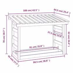 vidaXL Solid Wood Pine Firewood Rack Multi Colours 108x64.5x110/108x64.5x78 cm - White, 108 x 64.5 x 78 cm - Additional view 3