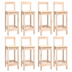 vidaXL Bar Set 9 Piece Kitchen Bistro Table and Chair Pub Set Solid Wood Pine - Brown - Additional view 5