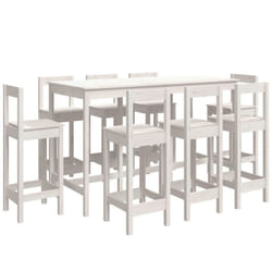 vidaXL Bar Set 9 Piece Kitchen Bistro Table and Chair Pub Set Solid Wood Pine - White
