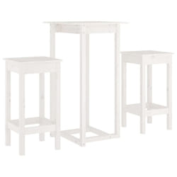 vidaXL Solid Wood Pine Bar Set 3 Piece Wooden Kitchen Bistro Set Multi Colours - White