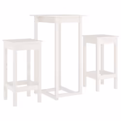 vidaXL Solid Wood Pine Bar Set 3 Piece Wooden Kitchen Bistro Set Multi Colours - White - Additional view 10
