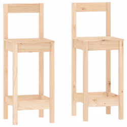 vidaXL Solid Wood Pine Bar Set 3 Piece Wooden Bistro Bar Stool Multi Colours - Brown
