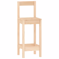 vidaXL Solid Wood Pine Bar Set 3 Piece Wooden Bistro Bar Stool Multi Colours - Brown