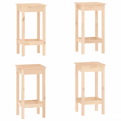 vidaXL Solid Wood Pine Bar Set 5 Piece Wooden Bistro Bar Stool Multi Colours - Brown