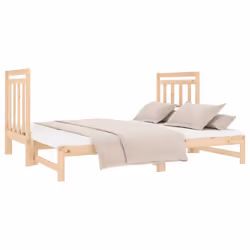 cm) vidaXL Solid Wood Pine Pull-out Day Bed Guest Sofa Bed Furniture Multi Colours - Brown, 2x (90 x 190 - Additional view 5
