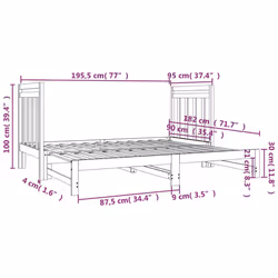 cm) vidaXL Solid Wood Pine Pull-out Day Bed Guest Sofa Bed Furniture Multi Colours - Brown, 2x (90 x 190 - Additional view 7