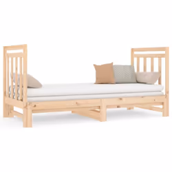 cm) vidaXL Solid Wood Pine Pull-out Day Bed Guest Sofa Bed Furniture Multi Colours - Brown, 2x (90 x 190 - Additional view 8