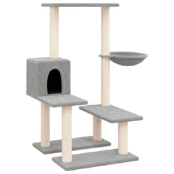 vidaXL Cat Tree with Sisal Scratching Posts Cat Activity Centre Multi Colours - light grey