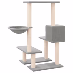 vidaXL Cat Tree with Sisal Scratching Posts Cat Activity Centre Multi Colours - light grey - Additional view 4