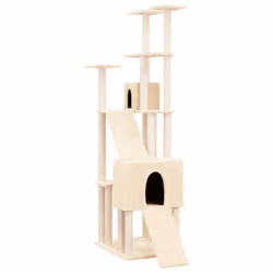 vidaXL Cat Tree with Sisal Scratching Posts Cream 190 cm Cat Scratch Tower