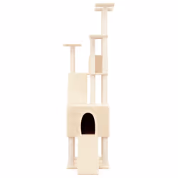 vidaXL Cat Tree with Sisal Scratching Posts Cream 190 cm Cat Scratch Tower